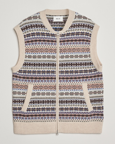 NN07 Robbie Fairisle Full Zip Vest Multi – Multicolore