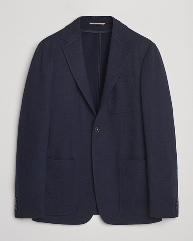 Canali Wool Houndstooth Jersey Blazer Navy – Bleu