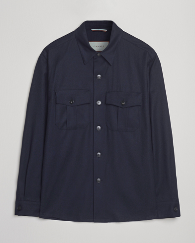 Canali Flannel Overshirts Navy – Bleu