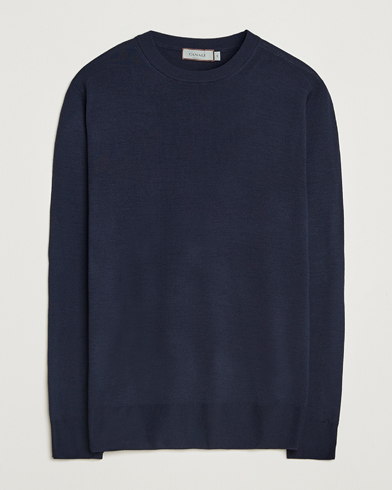 Canali Merino Wool Crew Neck Navy – Bleu