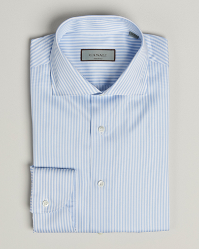 Canali Slim Fit Cotton Shirt Light Blue Stripe – Bleu