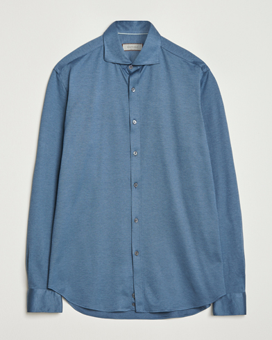 Canali Jersey Piquet Shirt Blue – Bleu