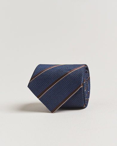 Canali Regimental Stripe Silk Tie Navy/Brown – Bleu