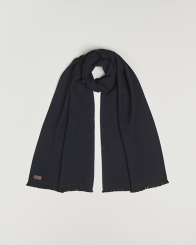Canali Jacquard Wool Scarf Navy – Bleu