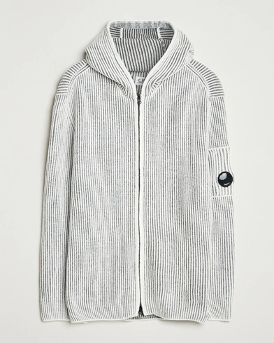 C.P. Company Knitted Full Zip Hood White/Grey – Gris