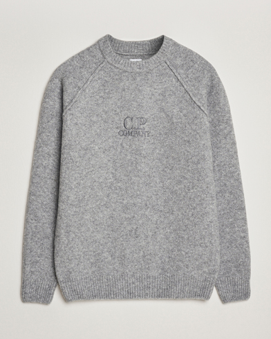 C.P. Company Extra Fine Merino Logo Crew Neck Grey – Gris