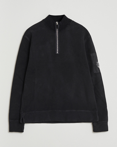 C.P. Company Brushed Emerized Diagonal Fleece Half Zip Black – Noir