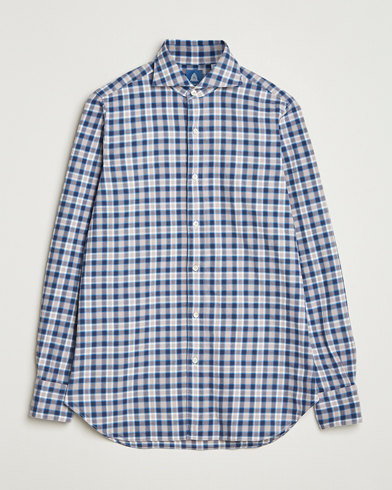 Finamore Napoli Gaeta Flannel Sport Shirt Navy Check – Bleu