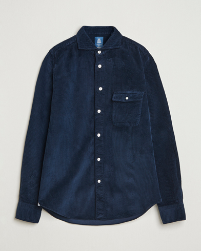 Finamore Napoli Garment Dyed Corduroy Overshirt Navy – Bleu