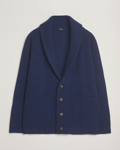 Kiton Cashmere Rib Shawl Cardigan Navy – Bleu
