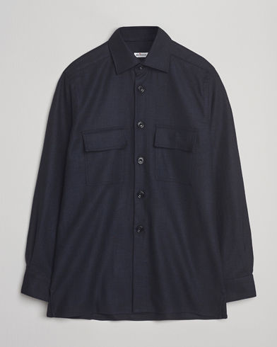 Kiton Wool Overshirt Navy – Bleu
