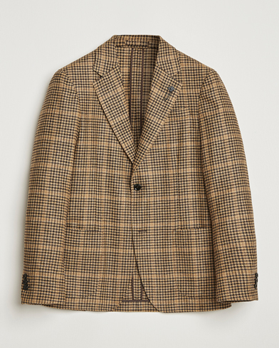 Lardini Wool/Cashmere Houndstooth Overcheck Blazer Brown – Marron