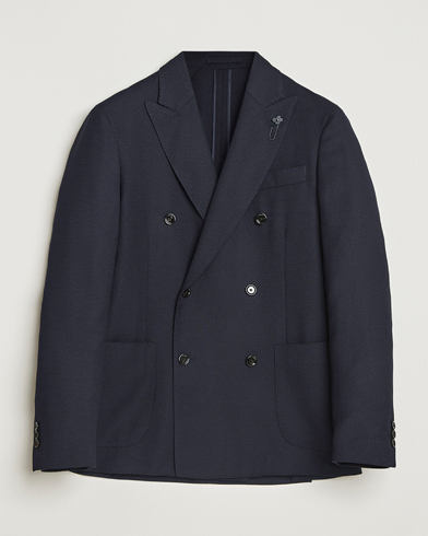 Lardini Double Breasted Twisted Wool Blazer Navy – Bleu