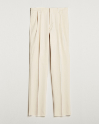Lardini Double Pleated Cotton Stretch Trousers Off White – Blanc