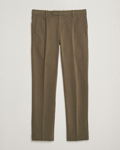 Massimo Alba Ionio Pleated Moleskine Trousers Military – Marron