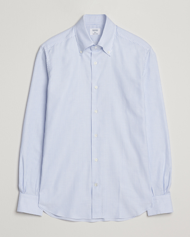 Mazzarelli Soft Oxford Button Down Shirt Light Blue Stripe – Bleu