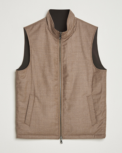 Oscar Jacobson Nylon/Wool Reversible Vest Brown – Marron