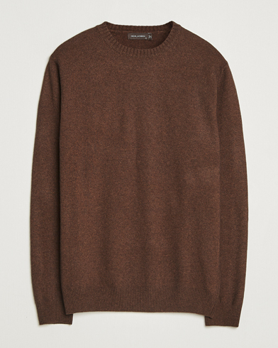 Oscar Jacobson Valter Wool/Cashmere Round Neck Golden Brown – Marron