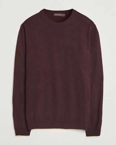 Oscar Jacobson Valter Wool/Cashmere Round Neck Burgundy – Rouge