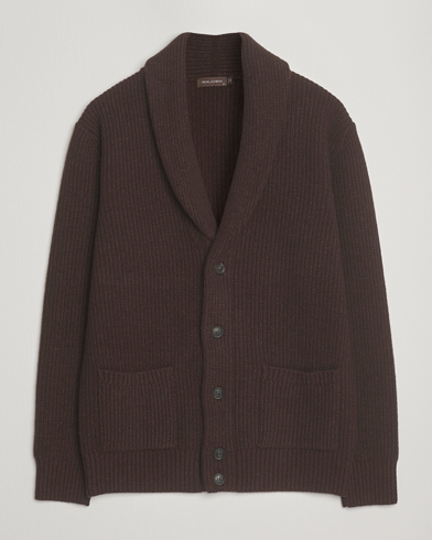 Oscar Jacobson Roland Wool Cardigan Dark Brown – Marron