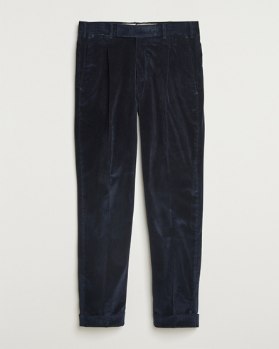 PT01 Rebel Fit Pleated Corduroy Trousers Navy – Bleu