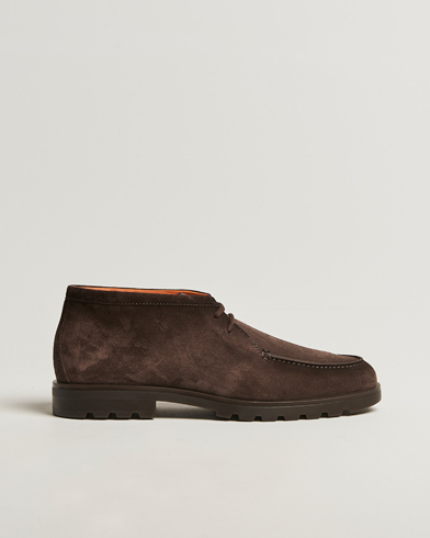 Santoni Winter Chukka Boots Dark Brown Suede – Marron