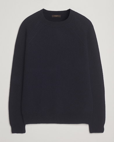 Zanone Fisherman Rib Wool Sweater Navy – Bleu