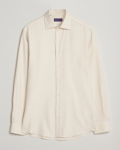 Ralph Lauren Purple Label Cotton Flannel Shirt Cream Melange – Beige