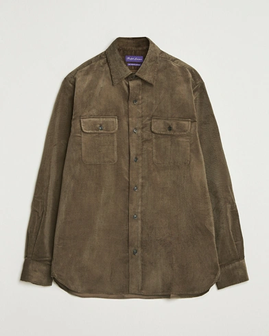 Ralph Lauren Purple Label Corduroy Overshirt Loden – Marron
