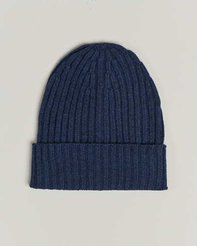 Piacenza Cashmere Ribbed Cashmere Beanie Dark Blue – Bleu