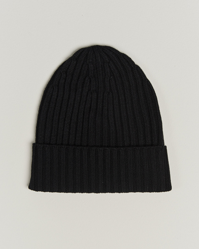 Piacenza Cashmere Ribbed Cashmere Beanie Black – Noir