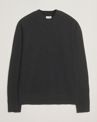 Filippa K Cotton Merino Knitted Mock Neck Sweater Anthracite Melange – Gris