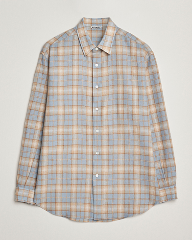Auralee Airy Wool Check Shirt Blue/Beige – Bleu