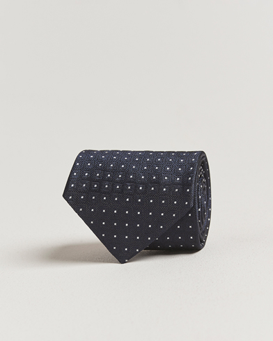 Stenströms Woven Square Silk Tie 7,5cm Navy – Bleu