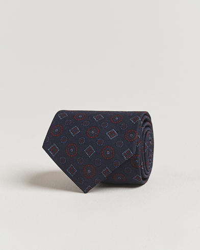 Stenströms Woven Wool Tie 7,5cm Navy – Bleu