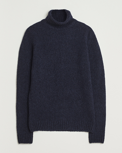 Stenströms Knitted Wool Boucle Rollneck Navy – Bleu