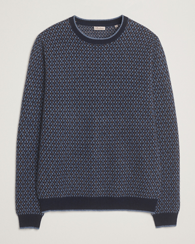 Stenströms Cashmere Pattern Crewneck Navy – Bleu