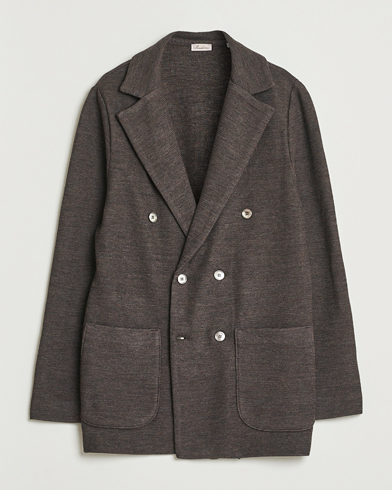 Stenströms Milano Knitted DB Textured Blazer Dark Brown – Marron