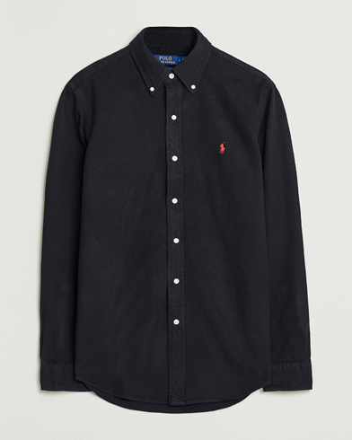 Polo Ralph Lauren Custom Fit Brushed Flannel Shirt Polo Black – Noir