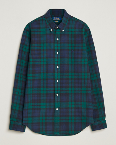 Polo Ralph Lauren Custom Fit Brushed Flannel Checked Shirt Navy/Green – Bleu