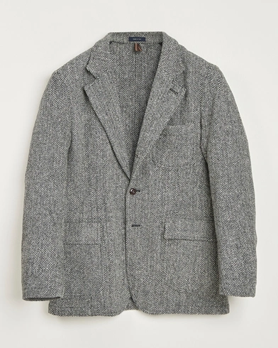 Drake's MKVII Wool Herringbone Blazer Grey – Gris