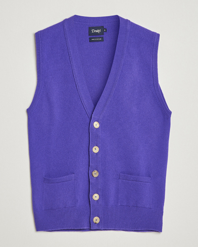 Drake's Lambswool Vest Cardigan Purple – Violet