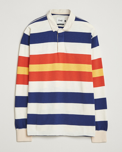 Drake's Striped Flame Rugby Shirt White/Navy/Red – Multicolore