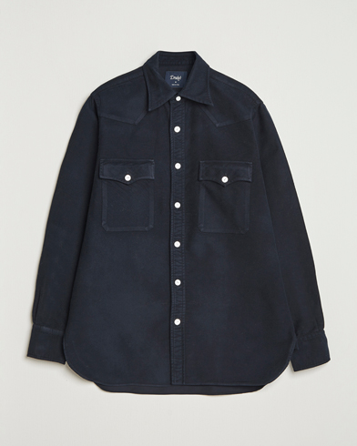 Drake's Moleskine Western Shirt Navy – Bleu