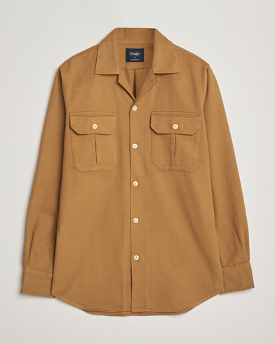 Drake's Brushed Twill Camp Collar Shirt Sand – Marron