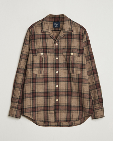 Drake's Wool Camp Collar Work Shirt Brown – Marron
