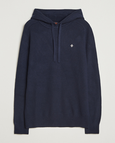 Morris Hertford Lambswool Hoodie Navy – Bleu