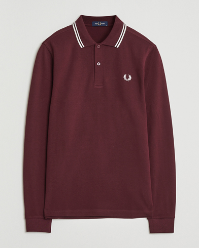 Fred Perry Twin Tipped Long Sleeve Polo Shirt Oxblood – Rouge