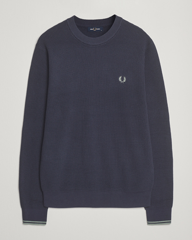 Fred Perry Waffle Stitch Jumper Dark Airforce – Bleu