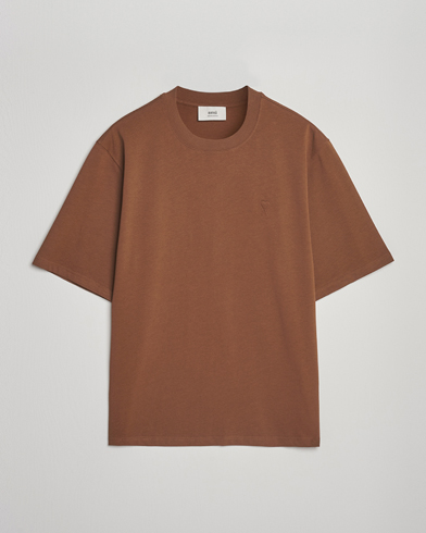 AMI Tonal Heart Logo T-Shirt Noisette – Marron